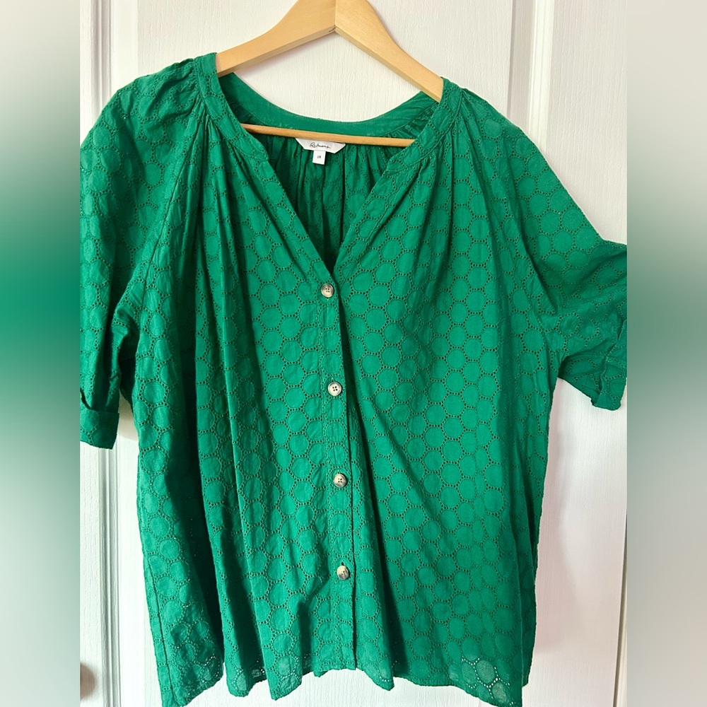 Reitmans Green Button-Up Women's Top Size 2X